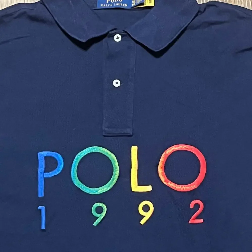 POLO Ralph Lauren Navy Blue 1992 Mesh Polo Shirt Mens XLT Tall Embroidered Logo